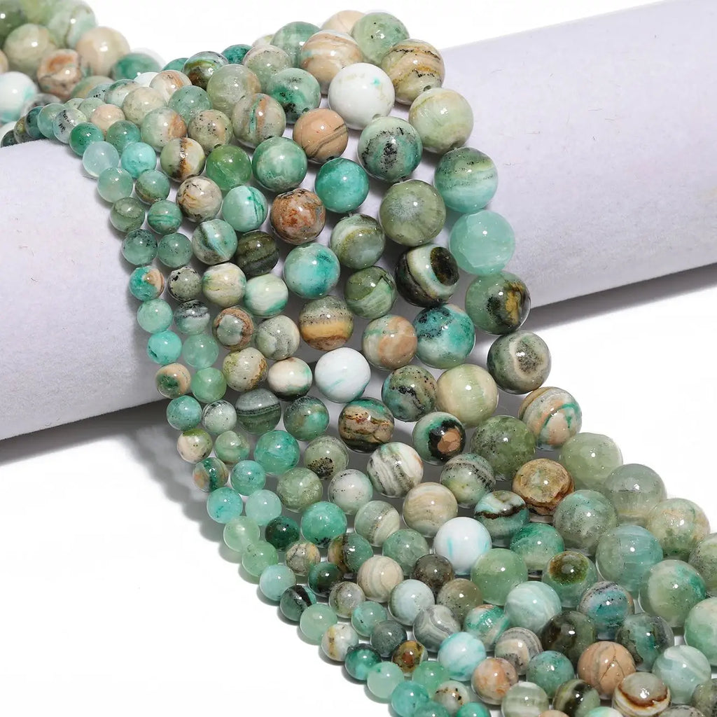 Stone Beads Jade-Style Round Green Calcite Spacer Gift Bracelets Craft Beads