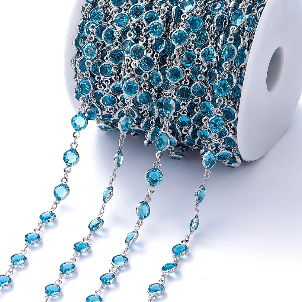 Metal Beads Colorful Crystal Beaded Chain Glass Necklace Chain Bracelet Supplies