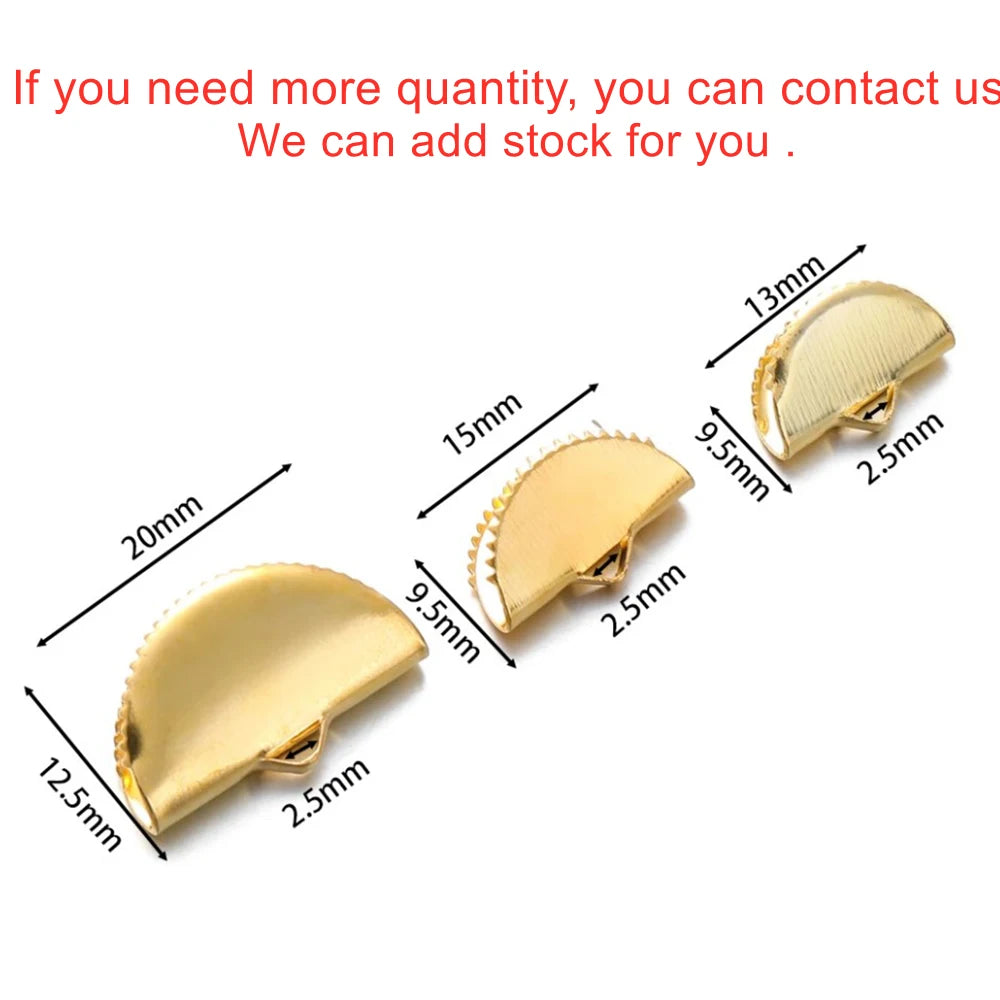 Cord End Crimps Alloy Ribbon Leather Clip Caps DIY Jewelry Making Craft Supplies