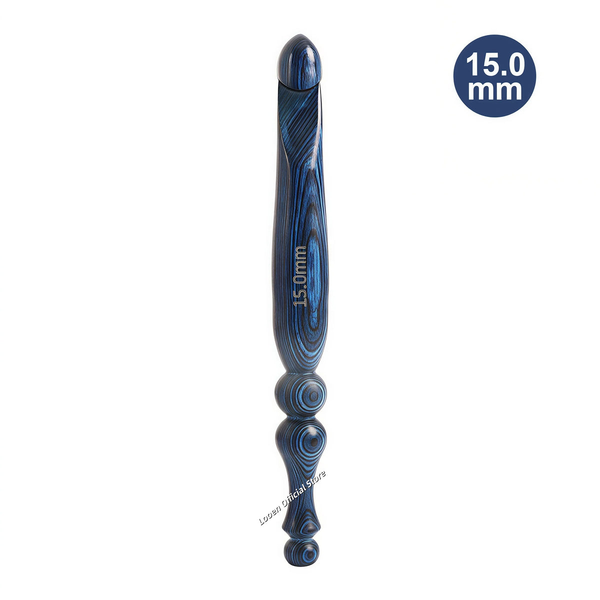 Crochet Hook, Blue Vintage-Style Wooden Handle for Handmade Yarn Crafts