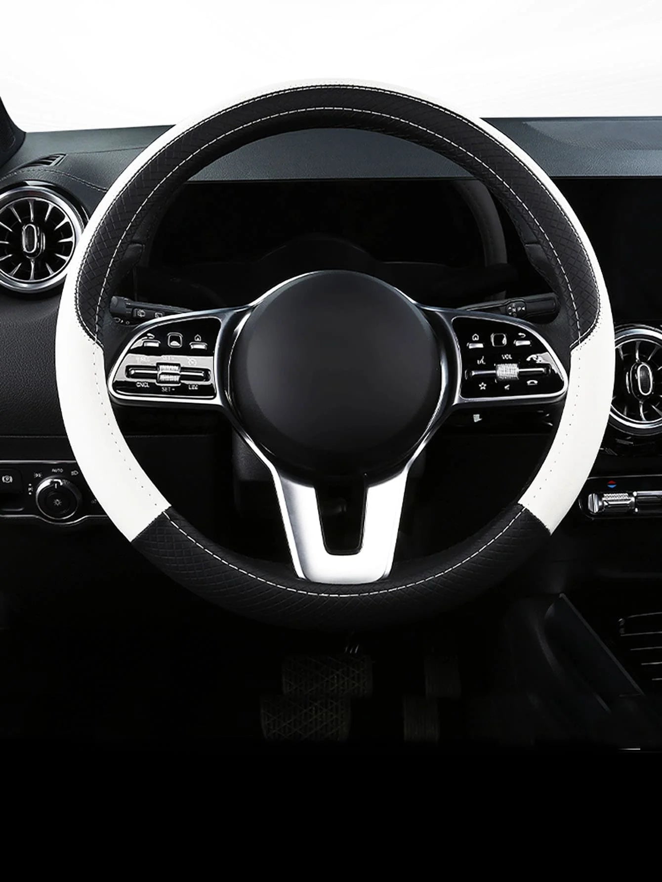 Two Tone PU Leather Car Steering Wheel Cover Anti-Slip Comfort