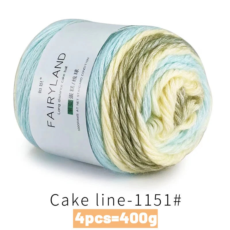 Yarn, Rainbow Gradient Cake for Handmade Sweaters, Scarves & Winter Hats