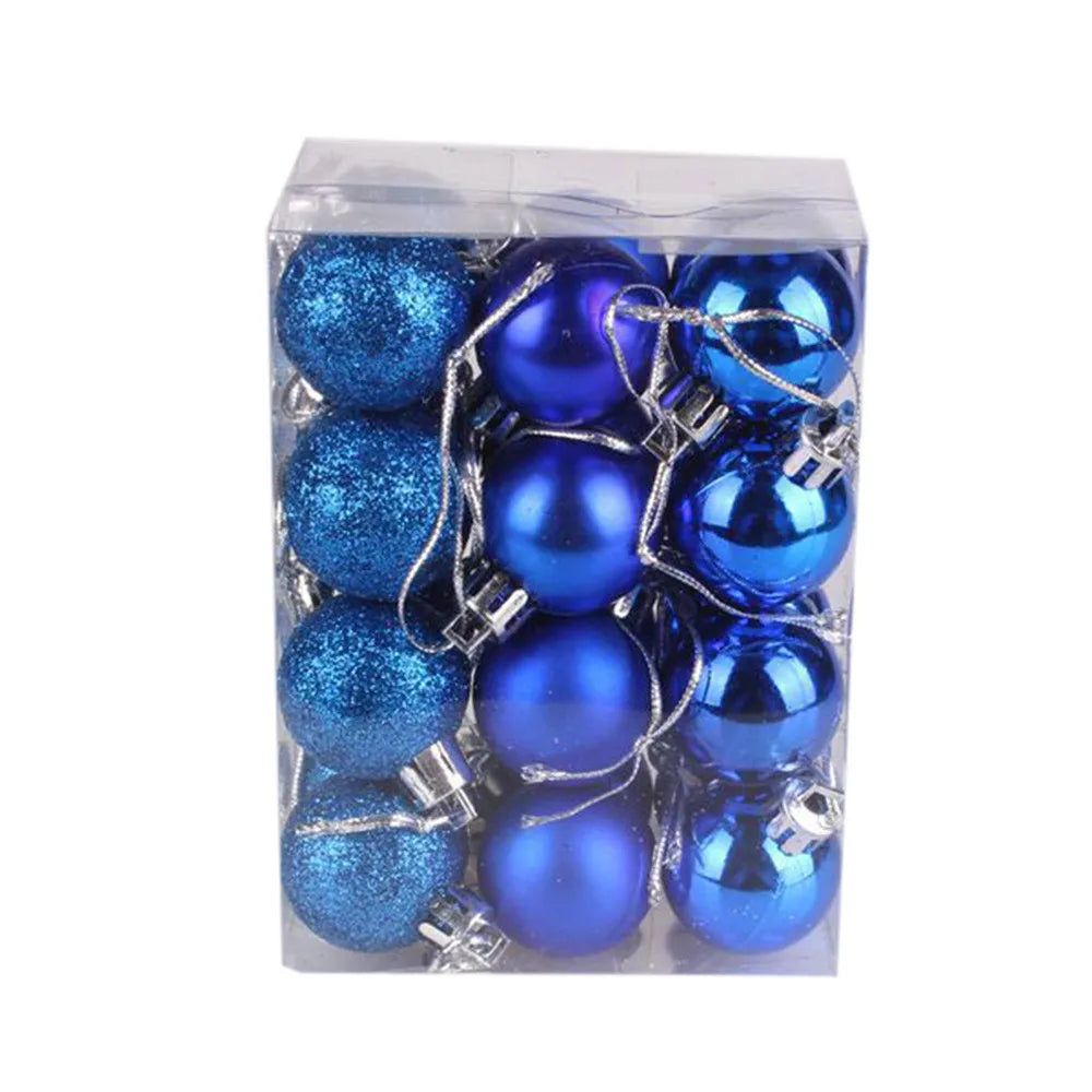 Christmas Ornaments 24pc Glitter Bauble Set Tube 12 Colors 1.18 in