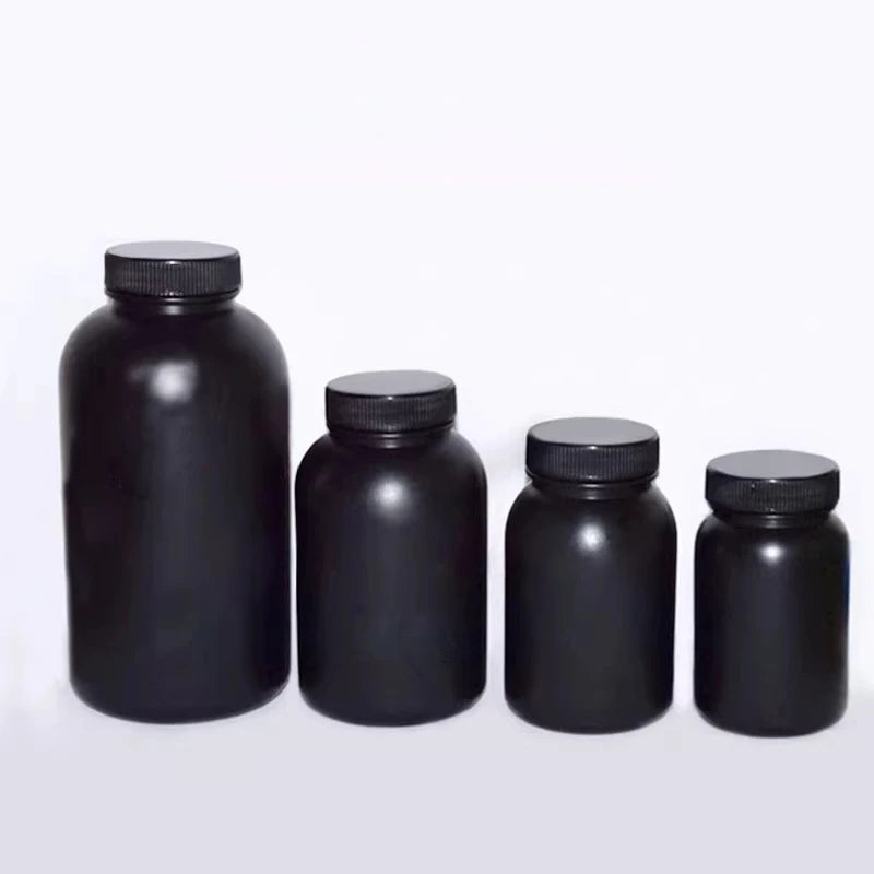 Wide-Mouth Bottles Empty HDPE Black White Screw Caps Storage 30 Pack