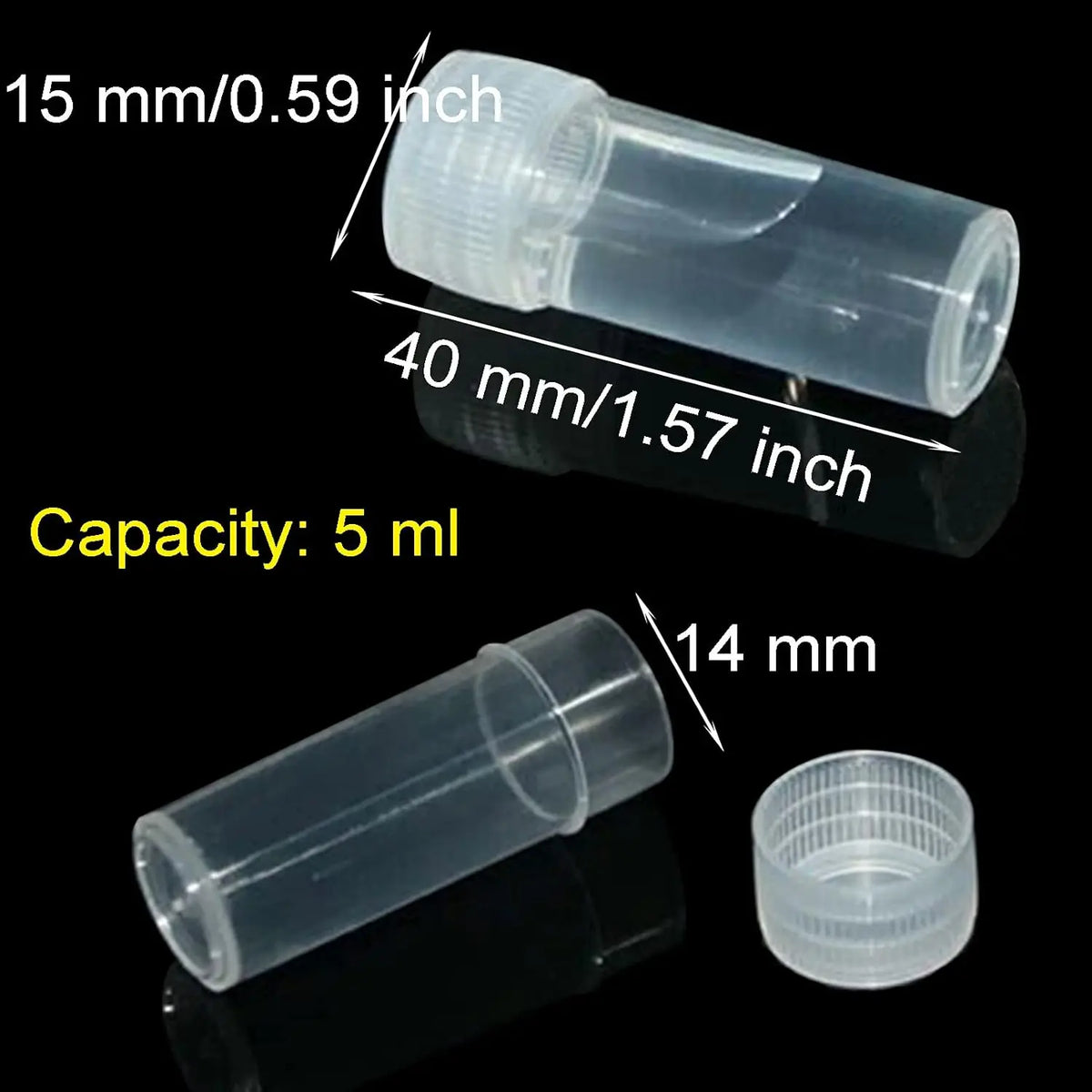 Sample Vials Empty Plastic Screw-Cap Storage Containers 50 Pack