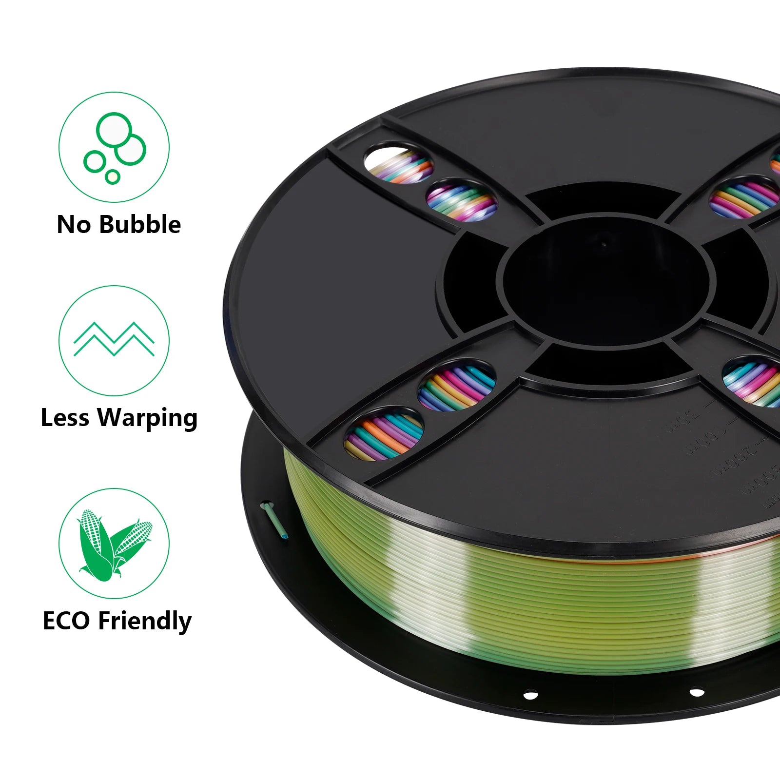 KINGROON Silk Rainbow PLA 3D Printer Filament 1.75mm Silk Candy Colors Glossy Neatly Wound 3D Filaments