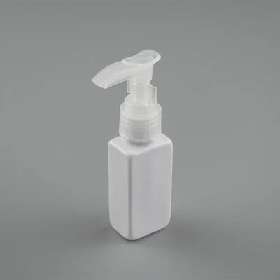 White rectangular PET bottle with clear pump dispenser