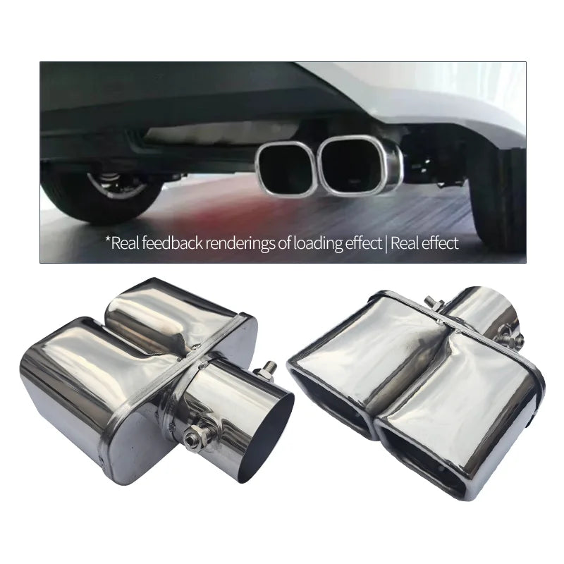 Stainless Steel Square Double Outlet Exhaust Tail Pipe Tip | 6.5cm
