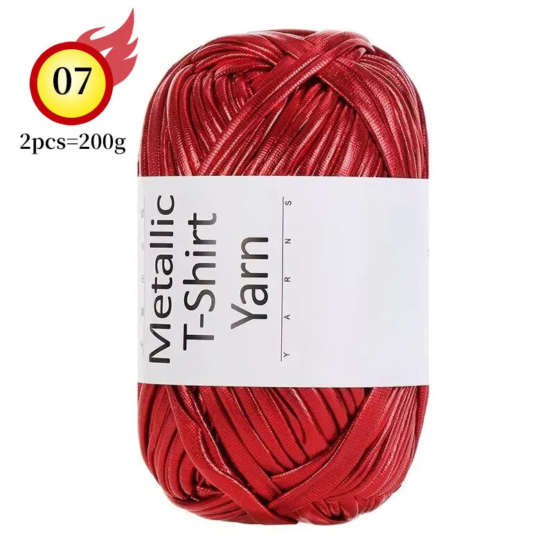 Yarn, Shiny Metallic Fabric for Crochet Bags, Cushions, Baskets & Crafts