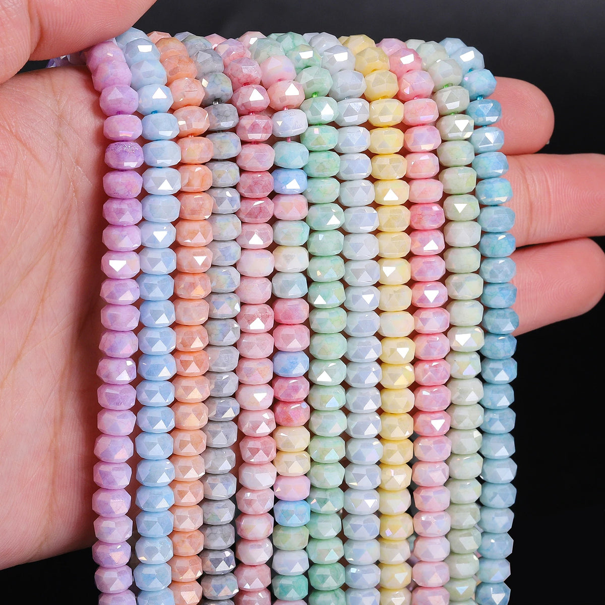 Glass Beads Faceted AB Wheel Flat Cylinder Shapes for DIY Jewelry Making