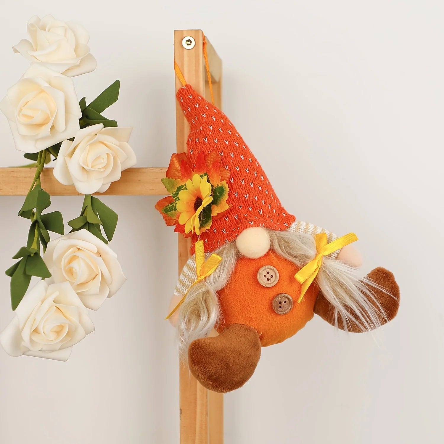 Rustic Autumn Harvest Scarecrow Decoration, Plaid & Sunflower Accents for Christmas, Farmhouse Wall Decoration, Party Props.