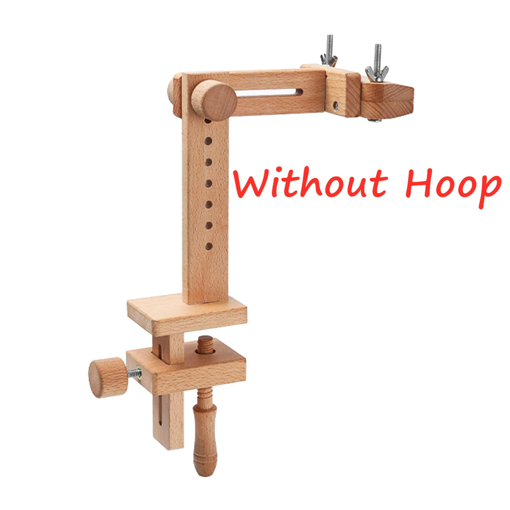 Embroidery Hoop Stand, Rotating Wooden Desktop Rack for Handmade Stitching