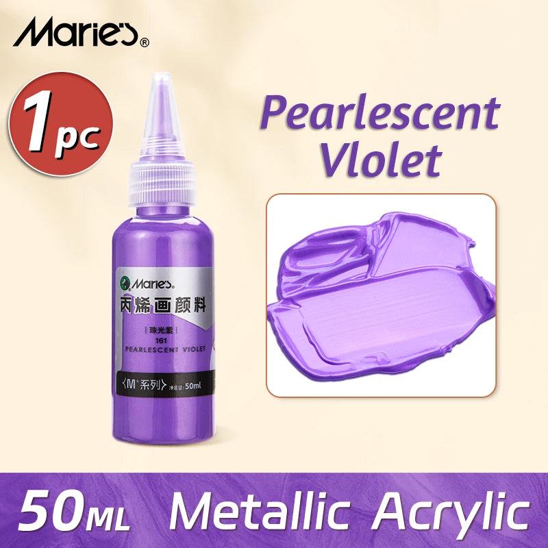 Marie's Metallic Acrylic Paint 50ml — Pearlescent & Shiny Pigments