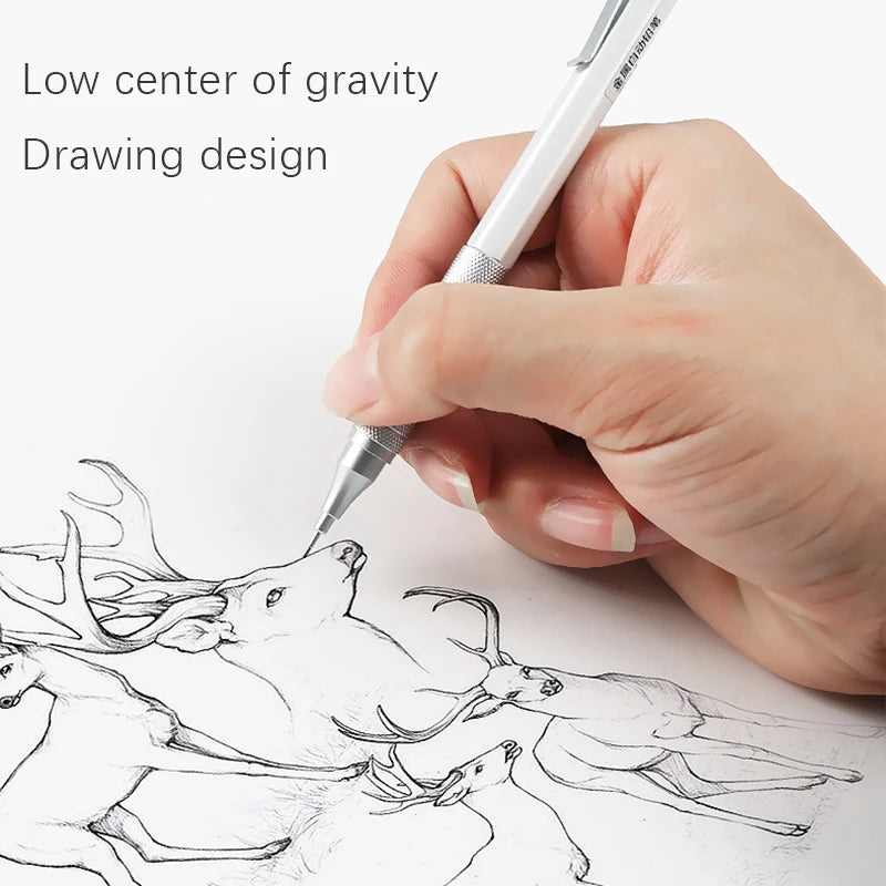 Metal Mechanical Pencil & Lead Refills — 0.3 to 2.0mm, Black or Silver
