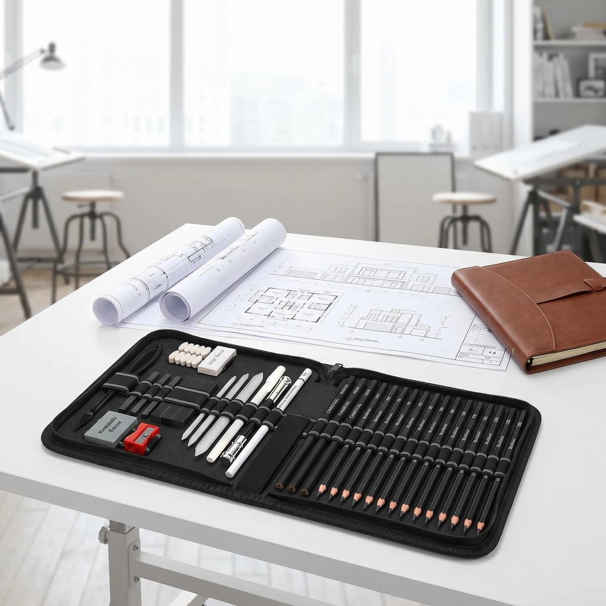 Artist Drawing & Sketching Kit with Sketchbook — 46 to 68 Pieces