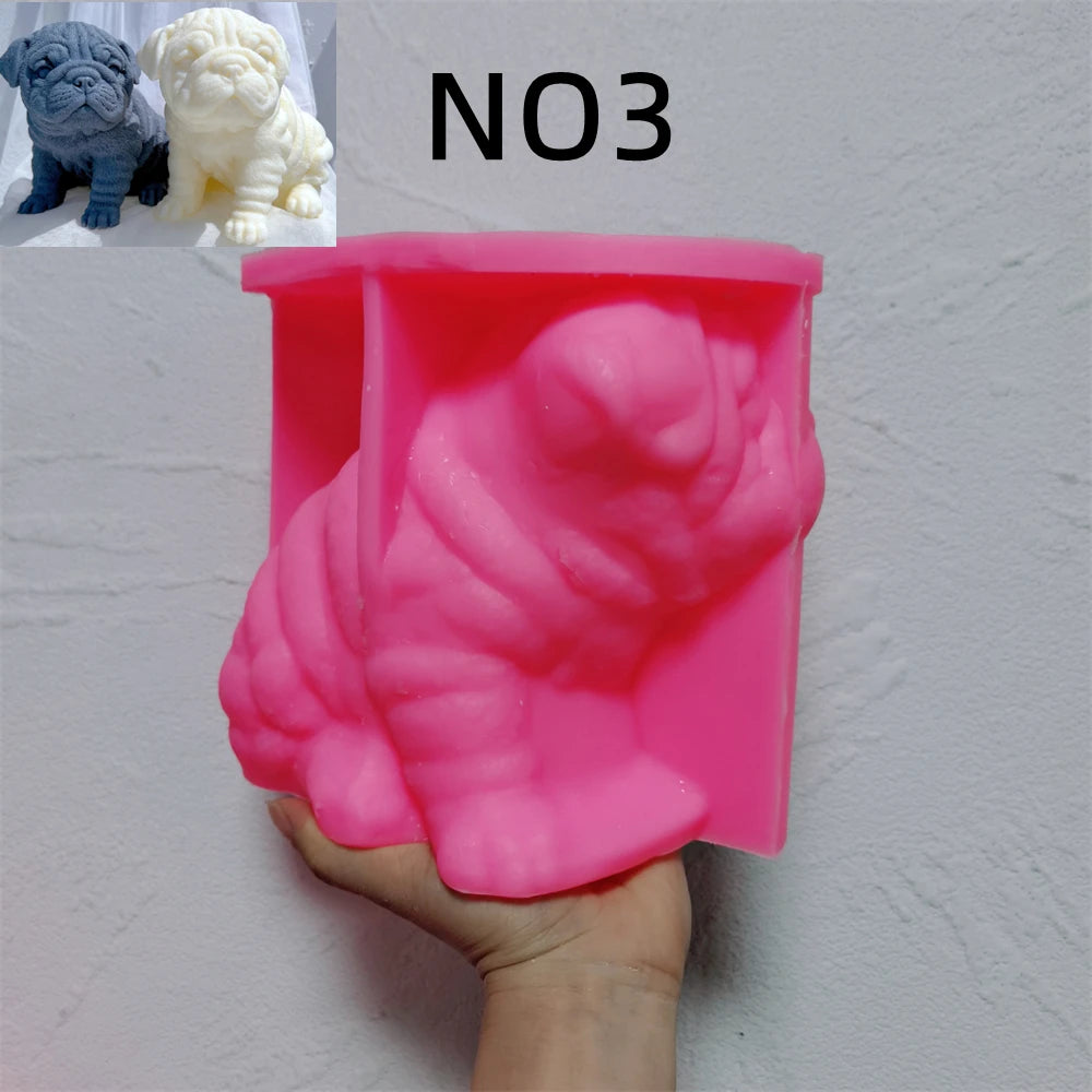 Different Breeds Puppy Candle Mold Animal Puppies Soy Wax Silicone Mould Dog Lover Home Decor