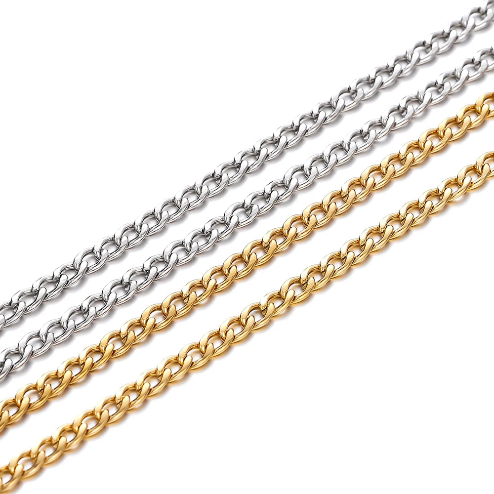 Jewelry Chains . Stainless Steel Curb Cuban Bulk Necklace DIY Jewelry Making