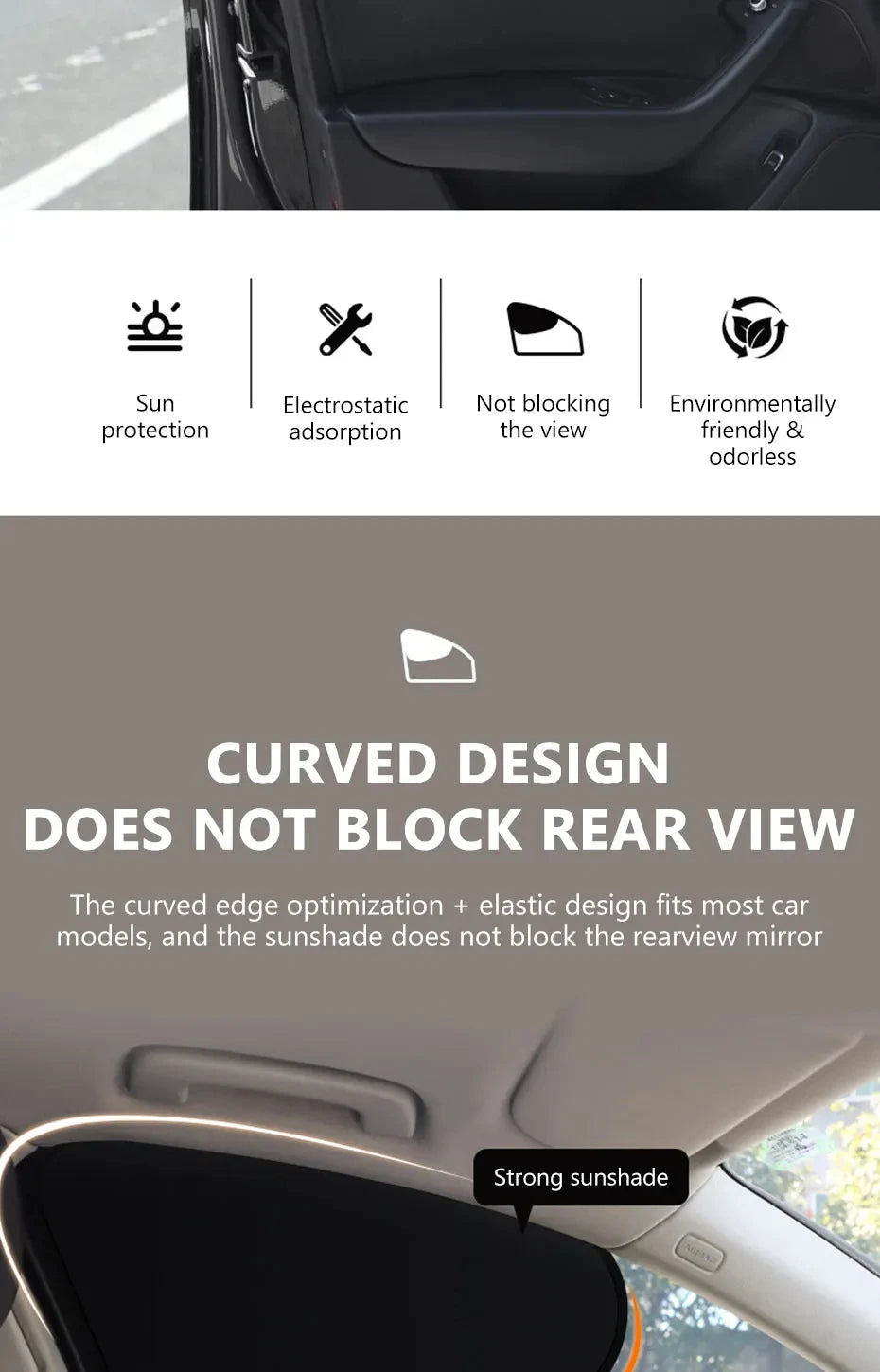 New Electrostatic Sun Visor for Car Sun Shade UV Protector