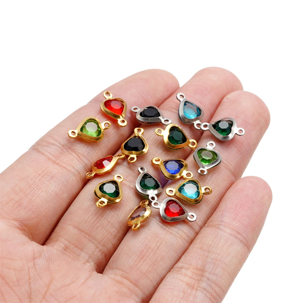 Jewelry Findings Stainless Steel Double Hole Heart Pendant DIY Jewelry Making