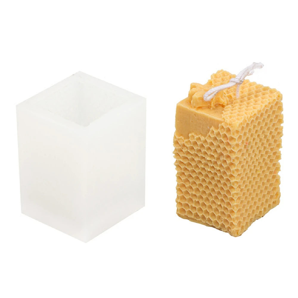3D Bee Honeycomb Candle Molds Beehive Pillar Silicone Mold DIY Homemade Beeswax Scented Plaster Candle Soap Mold Home Decor
