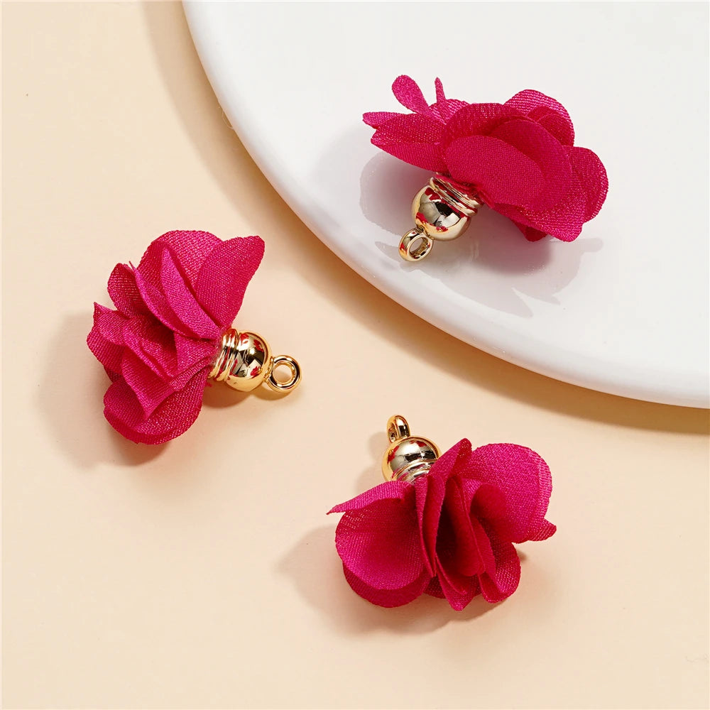 Earring Components Fabric Flower Tassel Pendants Bracelet DIY Jewelry Making