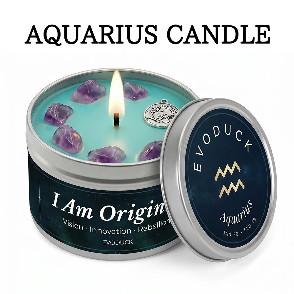 Scented Candles EVODUCK Zodiac Crystal Tins Astrology Birthday Home Fragrance