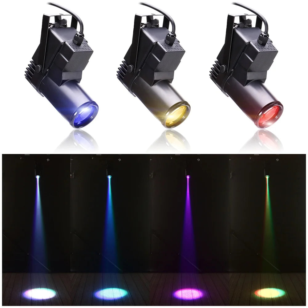U'King 4PCS Mini RGBW LED Pinspot Light DMX512 Colorful Spotlight Beam Stage Light for DJ Party Disco Mirror Ball Pin Spot Light