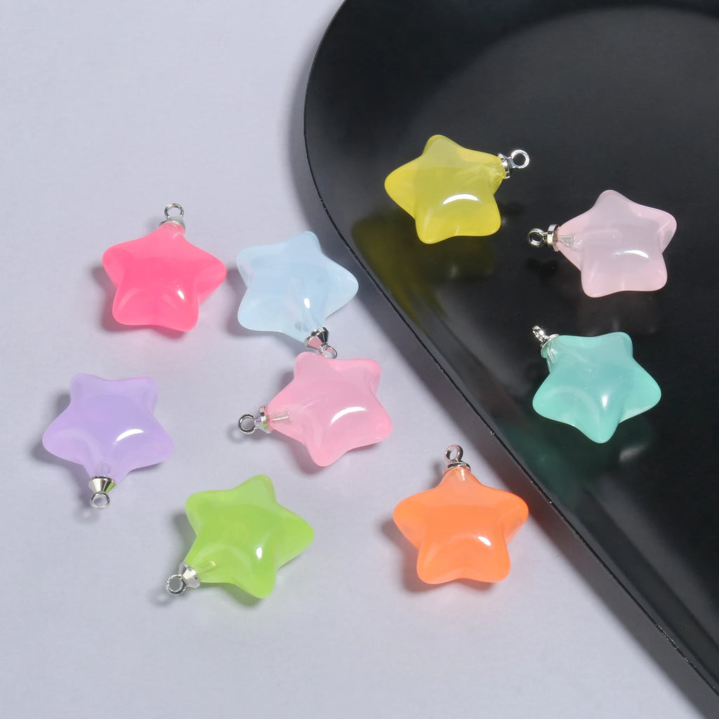 Resin Star Charms Colorful Candy-Style Pendants DIY Jewelry Making