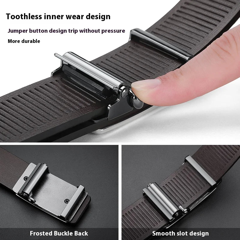 Men's Leather Belt Automatic Buckle Plus Size Big & Tall for Jeans, Dress