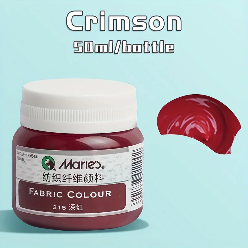 Fabric Paint, Marie's Permanent 50ml — 19 Colors for Clothing & DIY Art
