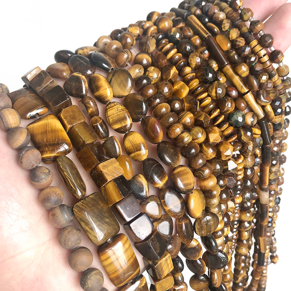Stone Beads Yellow Tiger Eye Mixed Shapes for DIY Jewelry Making Craft Beads