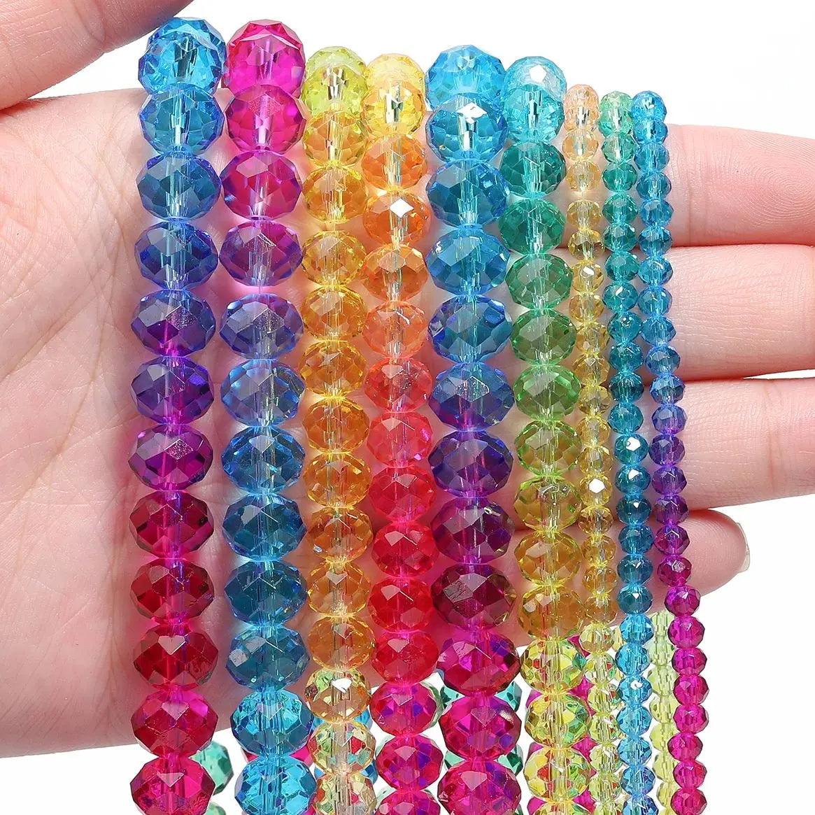 Glass Beads Gradient Color Faceted Rondelle Crystal for DIY Jewelry Making