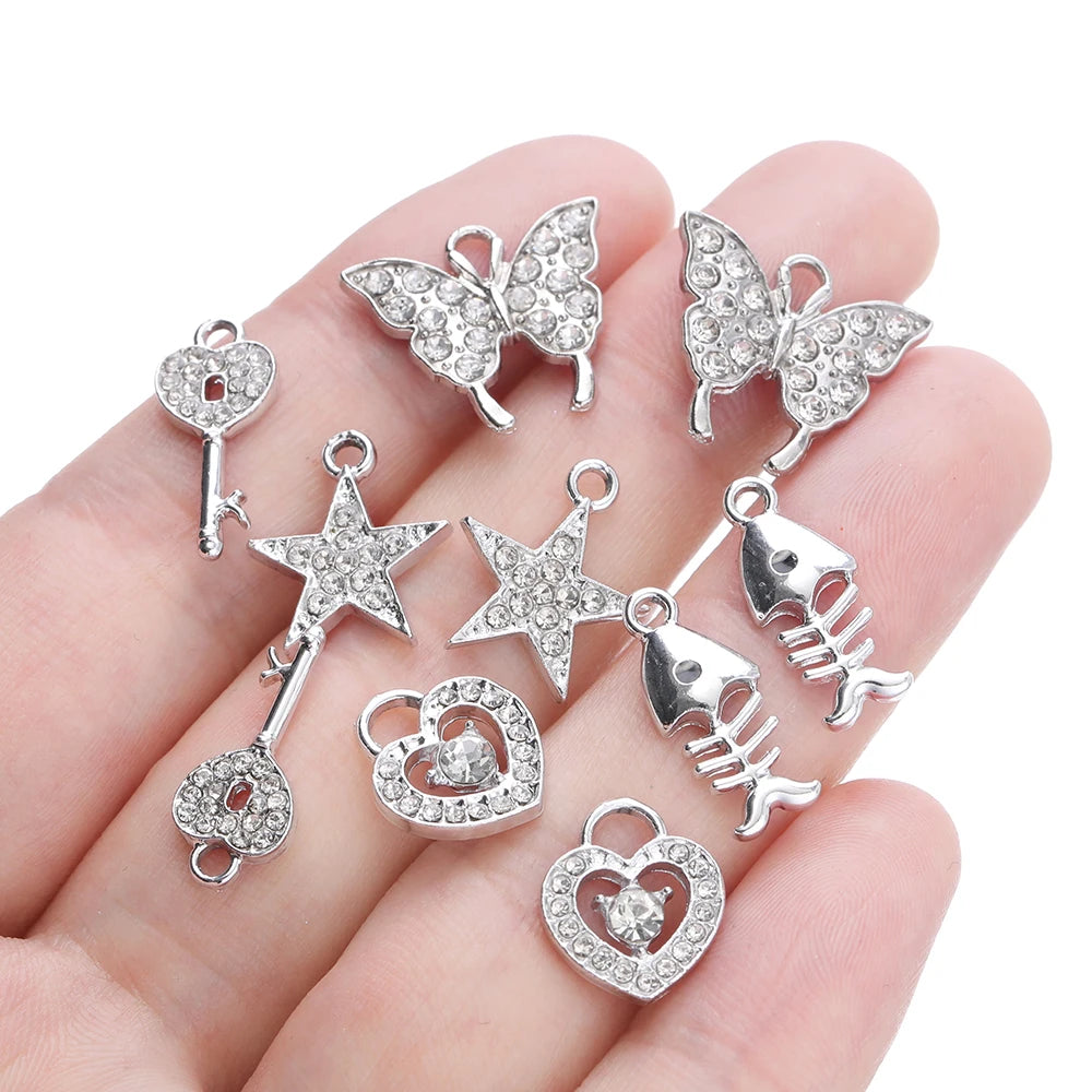 Earring Components Rhinestone Love Butterfly Alloy Pendants Stars Craft Supplies