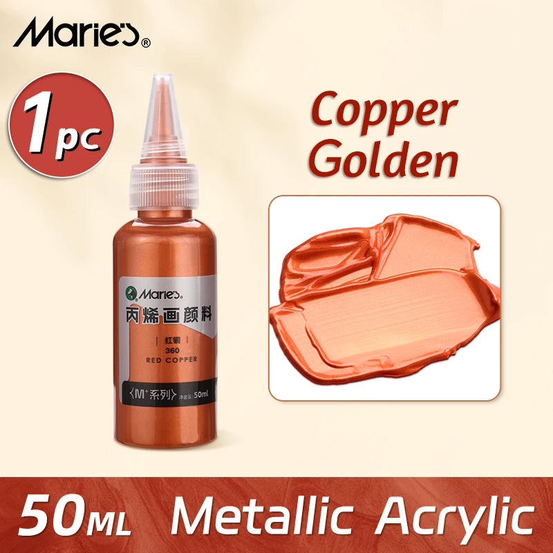 Marie's Metallic Acrylic Paint 50ml — Pearlescent & Shiny Pigments