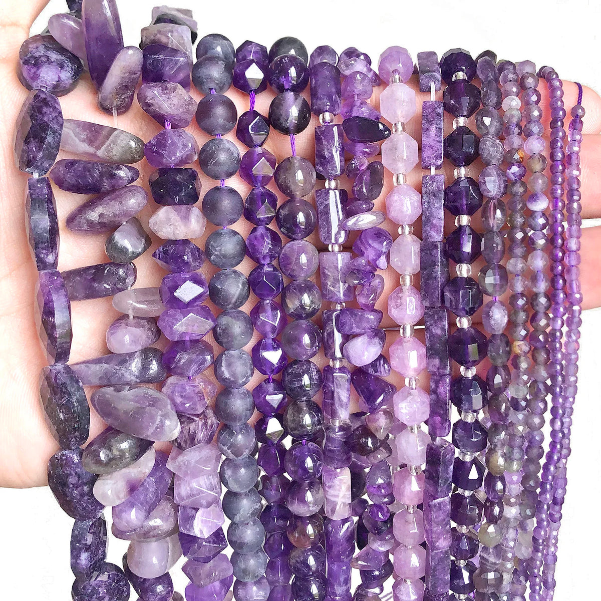 Stone Beads Purple Amethyst-Style Assorted Shapes for DIY Jewelry Making