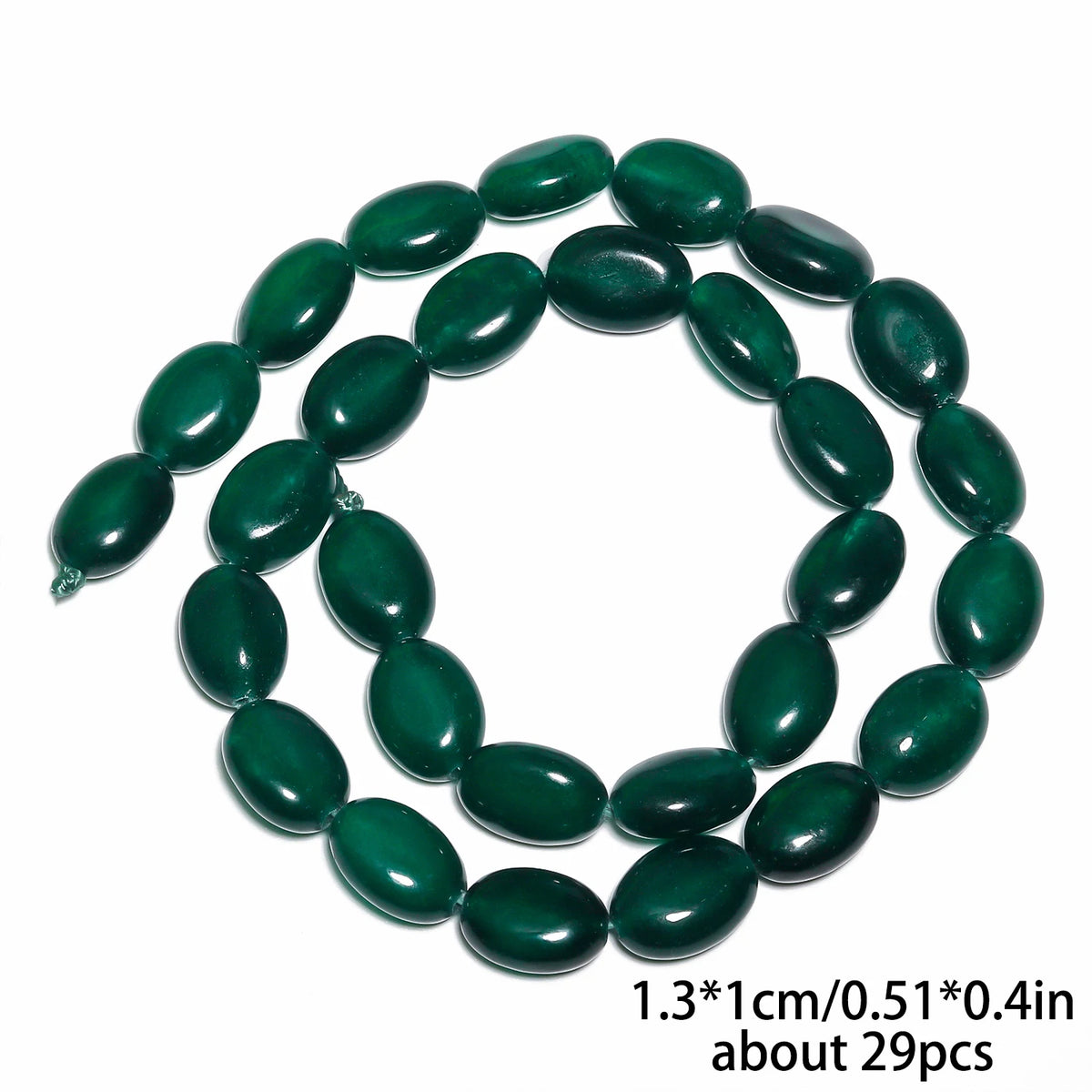 Stone Beads Green Red Color Chalcedony-Style Oval Shape Jade-Style Necklace