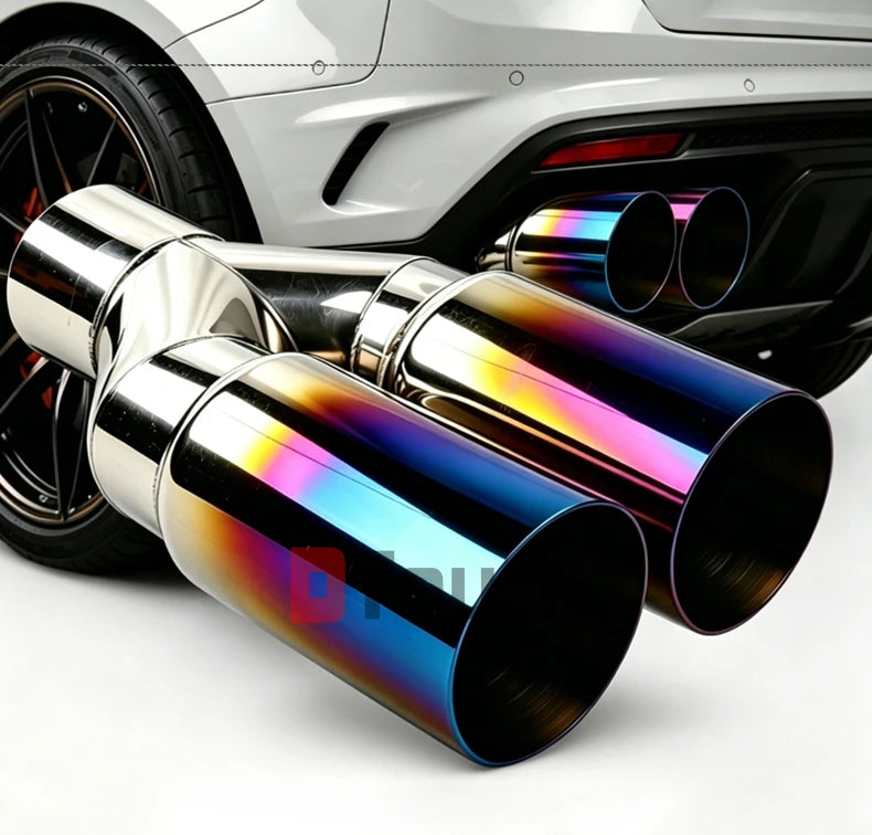 Dual Outlet Stainless Steel Exhaust Tail Pipe Muffler | 63mm x 76mm