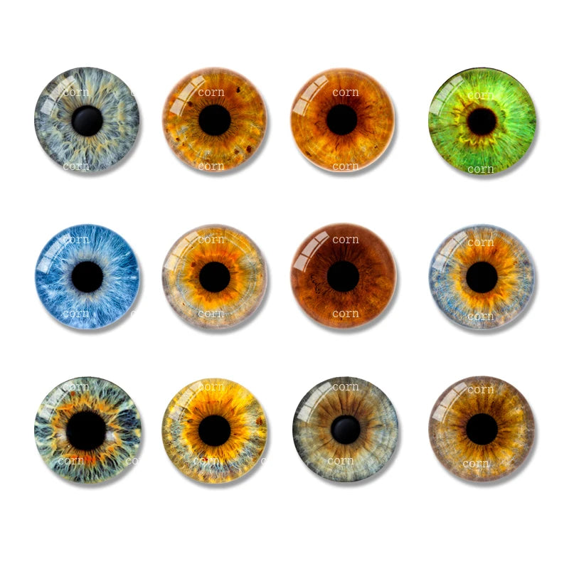 20pcs 8mm - 20mm New Fashion Doll Eyes Mixed Handmade Glass Pattern Flat eyes with round pupils Supplies