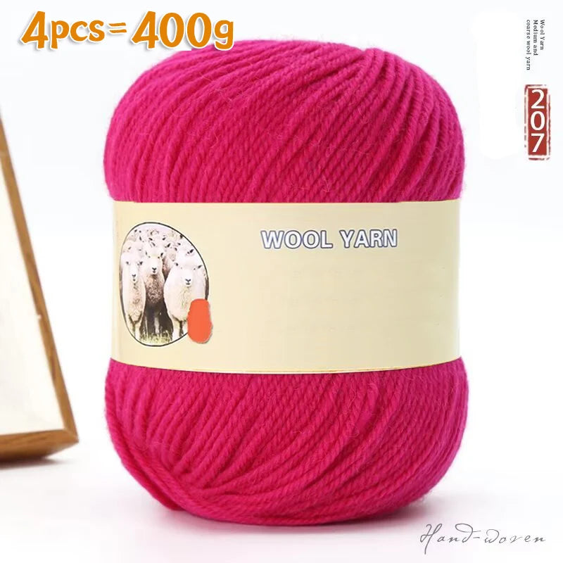 Yarn, Medium-Thick for Hand Knitting Sweaters, Hats, Scarves & Coats