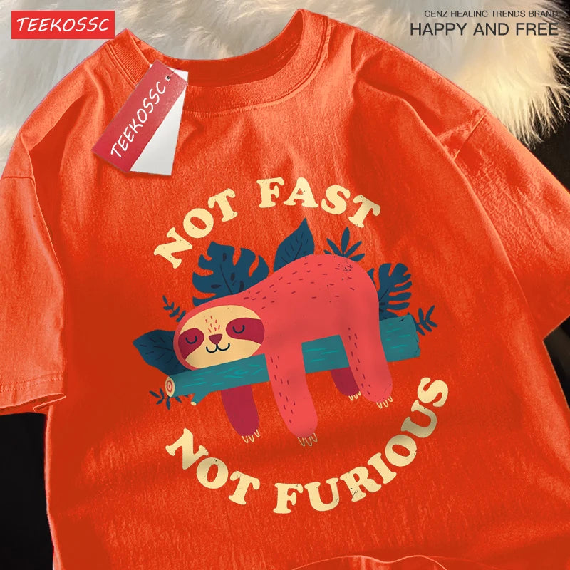 T-Shirt Unisex Not Fast Not Furious Sloth Funny Graphic Tee 11 Colors