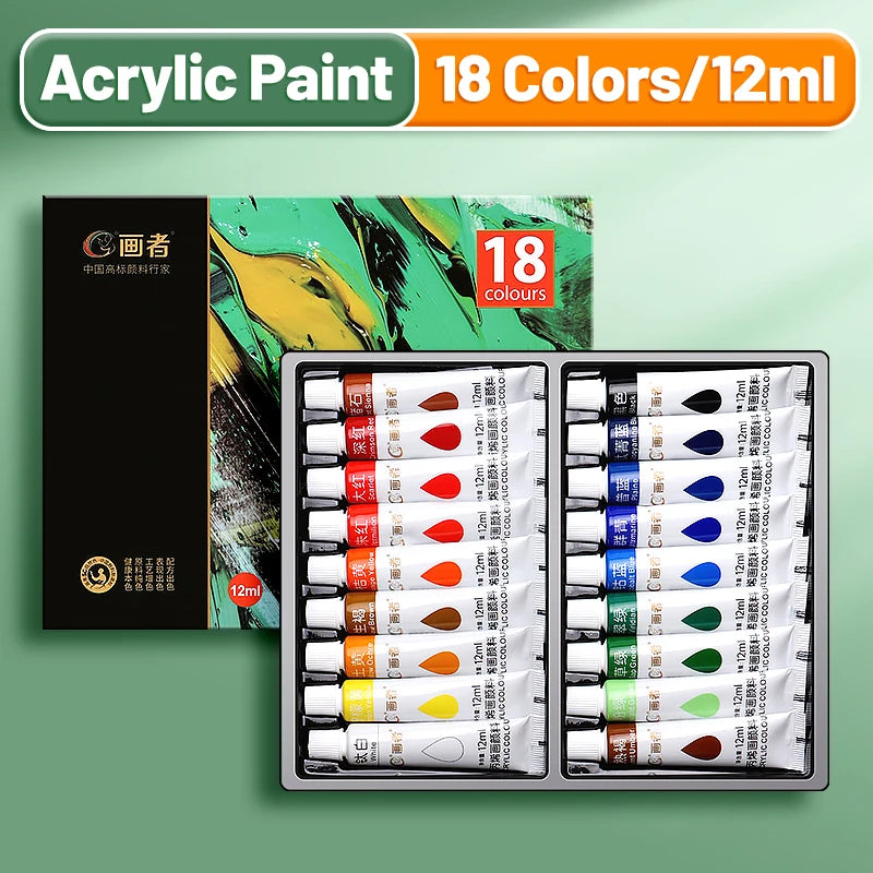 Acrylic Paint Set 12ml Tubes — 12 or 36 Colors for Canvas & DIY Art