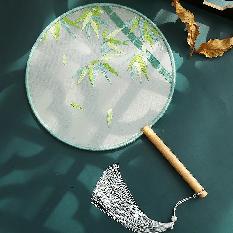 Embroidery Kit, Chinese-Style Hand Fan with Flower & Plant Patterns
