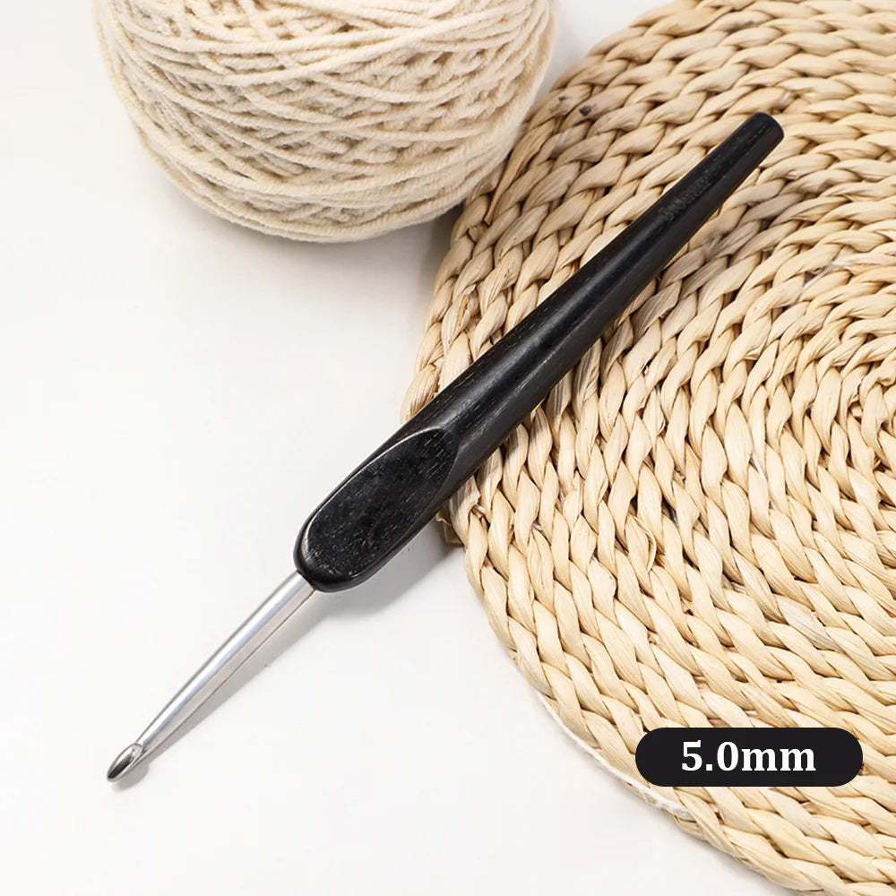 Crochet Hook, Polished Wooden Handle for Handmade Yarn & Needlework Crafts