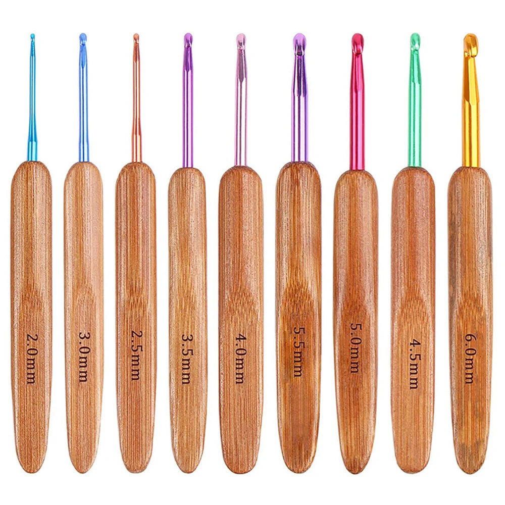 Crochet Hooks, Bamboo Handles for Handmade Yarn Crafts & Needlework