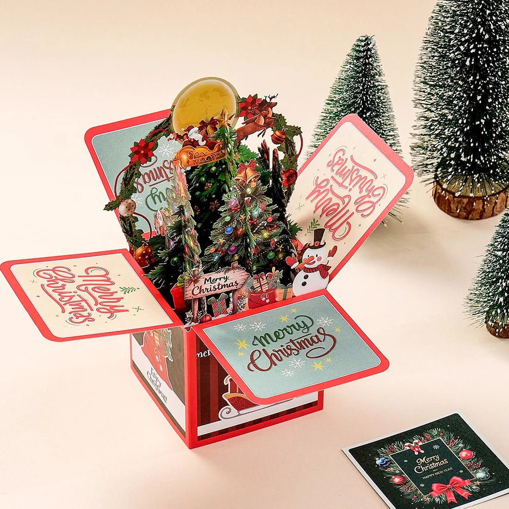 Christmas Card 3D Pop-Up Santa Tree Reindeer Holiday Greeting 36 Designs