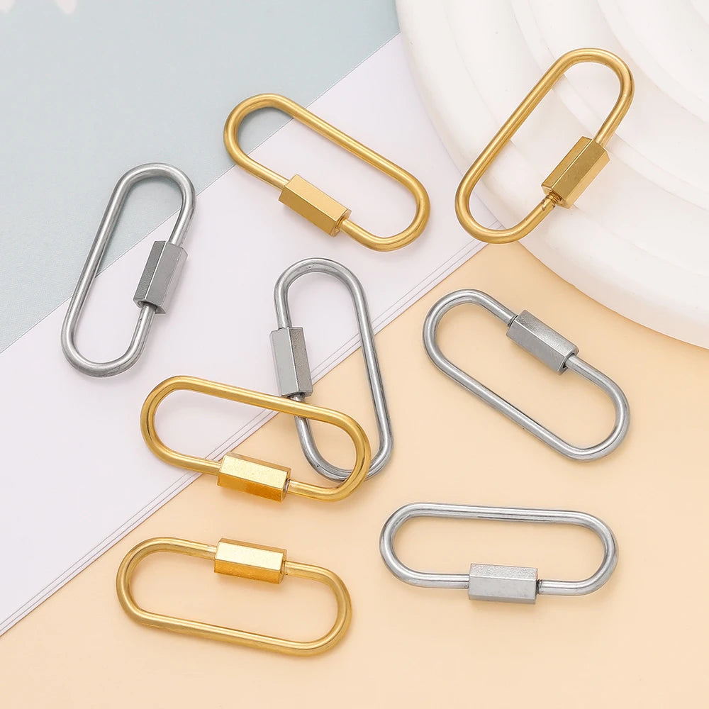 Screw-Lock Clasps Stainless Steel U-Shape Carabiners DIY Jewelry Making