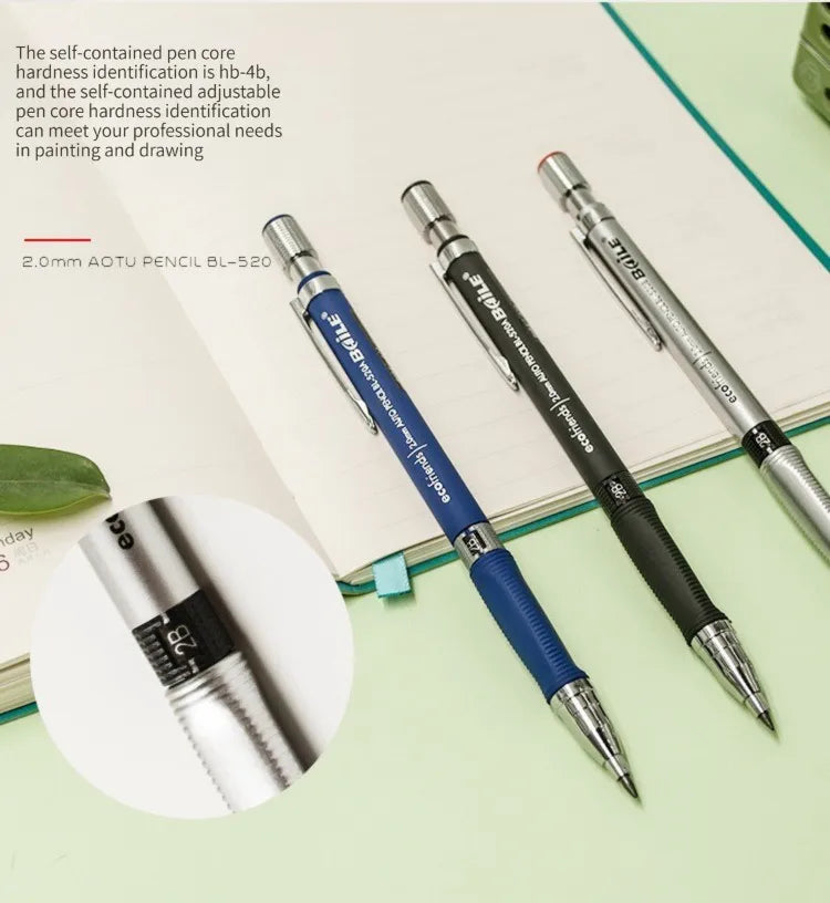 2.0mm Mechanical Pencil Set, 2B — Pencils & Lead Refills for Drawing & Sketching