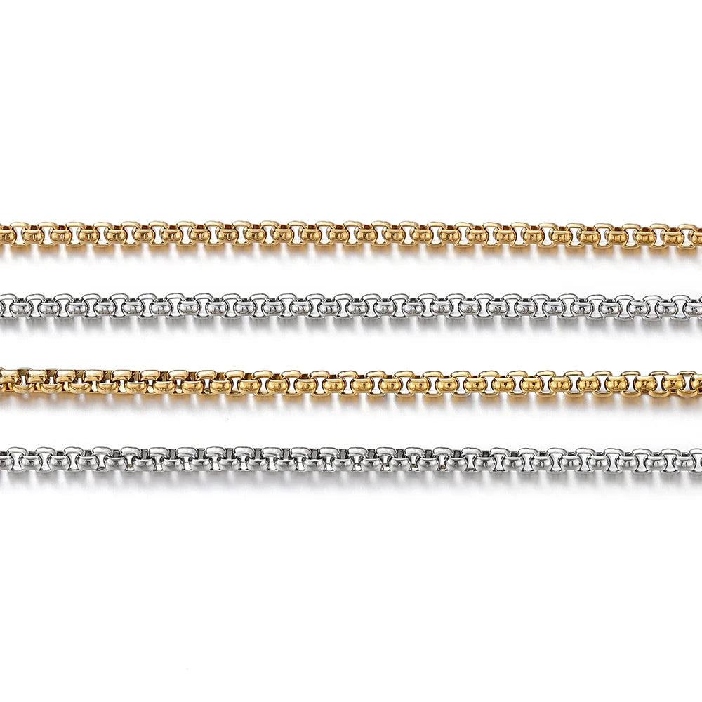 Metal Beads . Stainless Steel Square Link Chains Necklace for DIY Jewelry Making