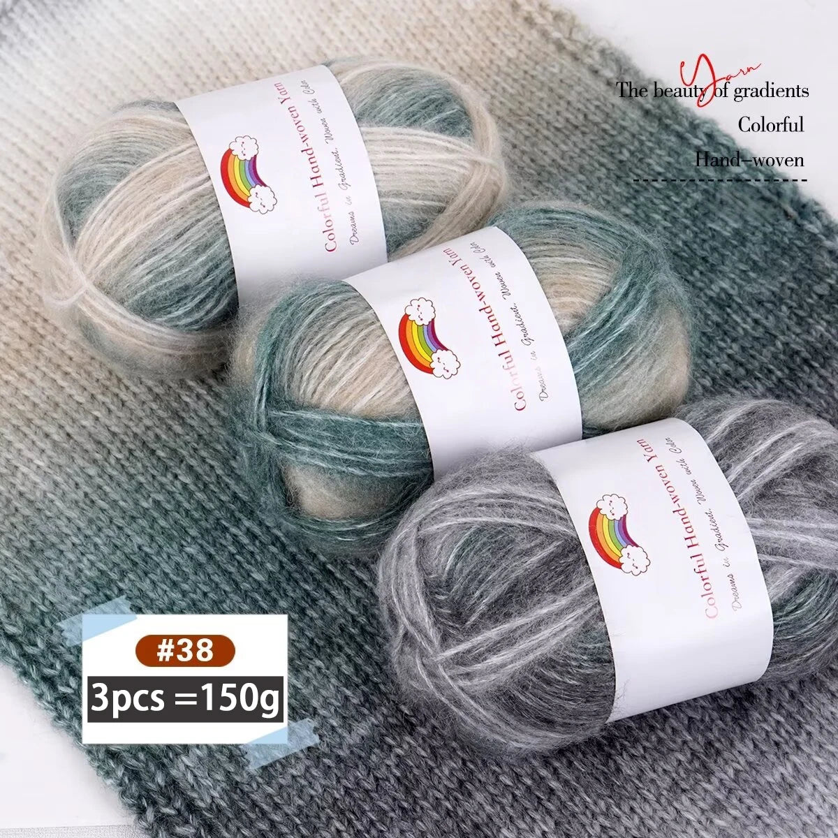 Yarn, Light Rainbow Gradient for Sweaters, Coats, Hats, Scarves & Shawls