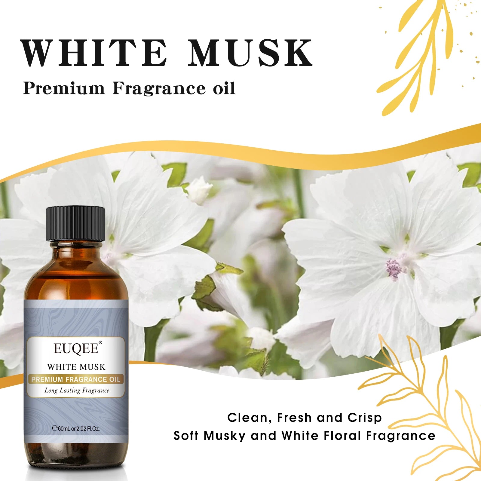 EUQEE 60ml Premium Fragrance Oil For Diffuser Candle Making Coconut & Vanilla Japanese Magnolia Bubble Gum Aroma Fragrance Oils